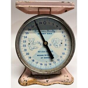 Vintage American Family Scale White Enamel Kitchen Scale 24 Lb Farmhouse Decor